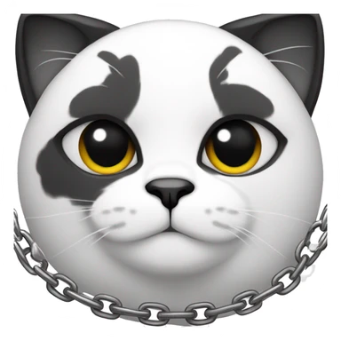 black and white cat in a puffer with a chain  sticker