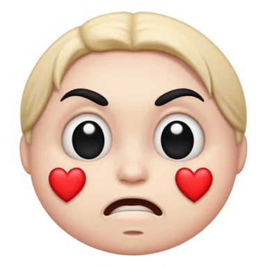 mad emoji with black hearts around head sticker