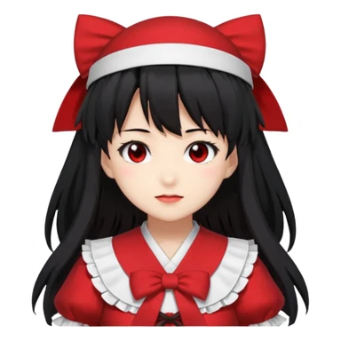 an emoji of reimu hakurei from touhou project looking at the front sticker