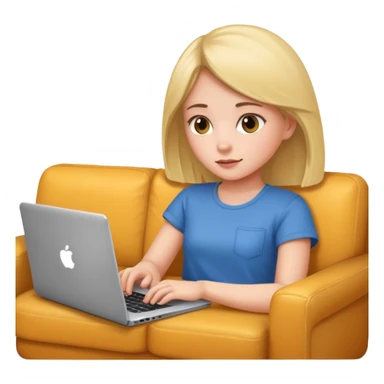 A girl is lying on the couch with a laptop, working sticker
