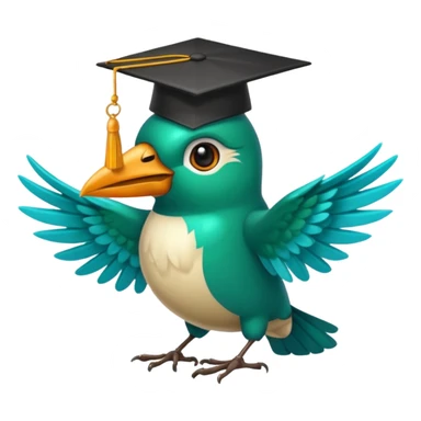 Un colibri con birrete de graduación y que el colibrí sea turquesa  sticker