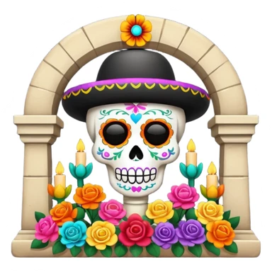 Cute Tumba de día de los muertos con ofrendas  sticker