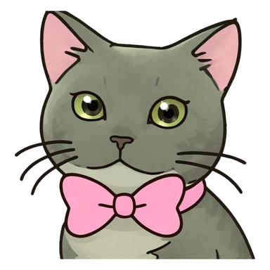 a cat wearing a pink bow sticker