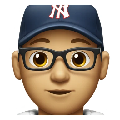 little leaguer wearing thick glasses wearing a ballcap with the letters SVS on it sticker