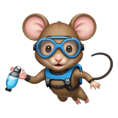 mouse wearing scuba gear dive into the sea sticker