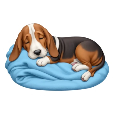 A basset hound sleeping on a blanket sticker