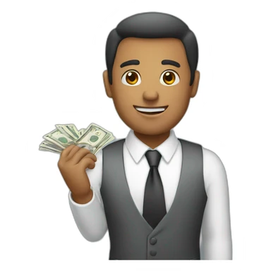 a business man giving money sticker