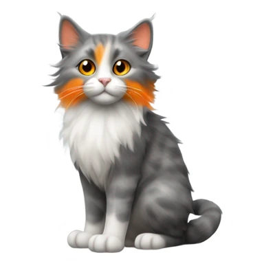 Grey and orange furry cat sticker