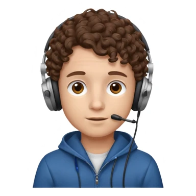 curly haired with headphones in and boy sticker