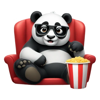 Panda watching movie with 3d glasses sticker