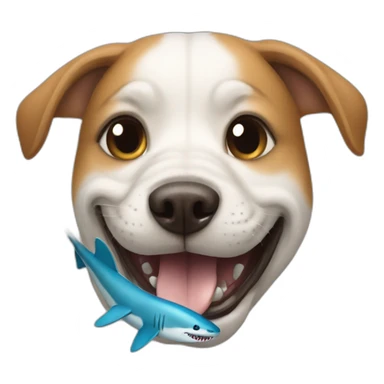 dog with shark sticker
