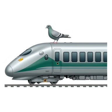 Shinkansen green and pigeon is standing on the platform sticker