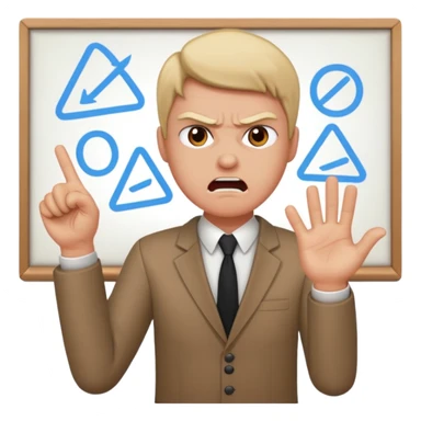 a person teaching a class and teacher is angry sticker