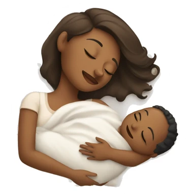 A mom and baby boy sleeping in bed  sticker