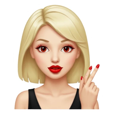 🙎🏻‍♀️ este emoji se tiene que estar mordiendo el segundo dedo, el que está a un lado del dedo, tiene que ser mujer  sticker