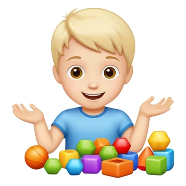 Happy kid playing with toys sticker