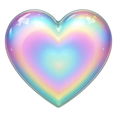 Sparkly glossy Pastel iridescent glass crystal heart sticker