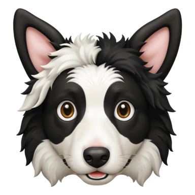 A black and white border collie has cow's horns. sticker