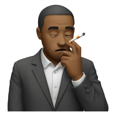 Stressed emoji with cigarette  sticker