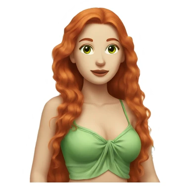 long-haired redhead woman with green eyes, at the beach sticker