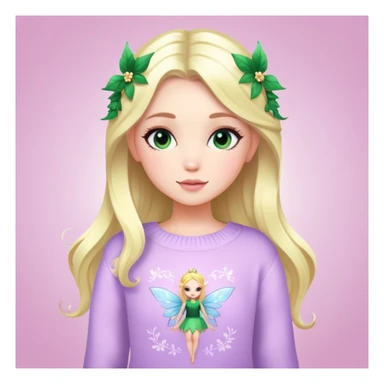 A fairy girl with a sweater or he wrote there Royale High  sticker