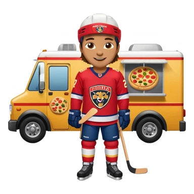 The galaxy with a with a Florida Panthers player
With a taco truck and a pizza truck
 sticker