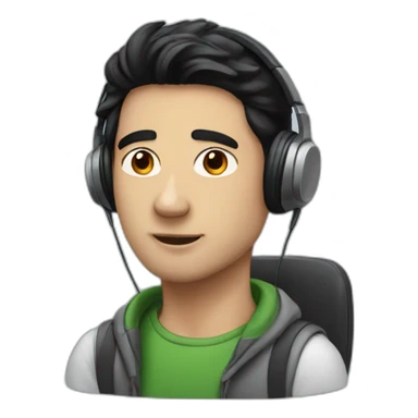 guy with black hair listening to an audiobook sticker