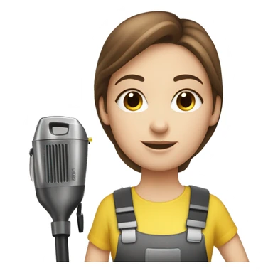  white girl with brown hair with a karcher vacuum cleaner in her hands sticker