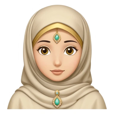 Arab girl in a hijab, she's wearing gold jewelry and a nikab sticker