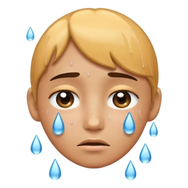 face with a single tear, rain falling sticker