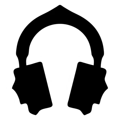 black gothic headphones with bold gothic silhouette, solid icon style, no color sticker