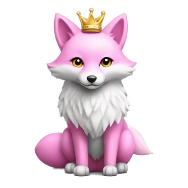 Pink fox with a crown silver  sticker