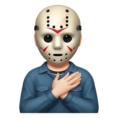 Jason Voorhees, looking cute, with his hands clasped in front of him, at a sideways angle, looks like he is in love sticker