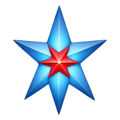 Blue morning star with red core, space navigation symbol sticker