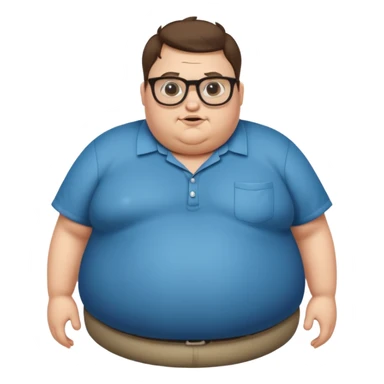 Hombre nerd obeso mórbido con la barriga saliendo de la camisa sticker