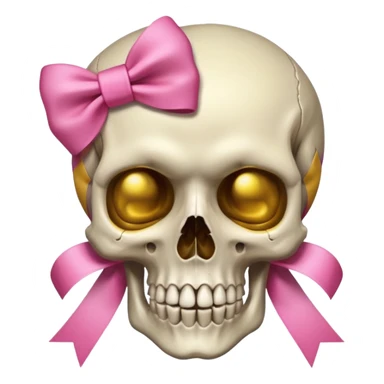 A skull with a small pink ribbon on the side of its head💀 sticker