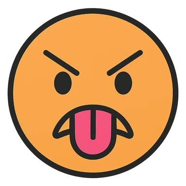 an emoji of an angry face with tongue out sticker