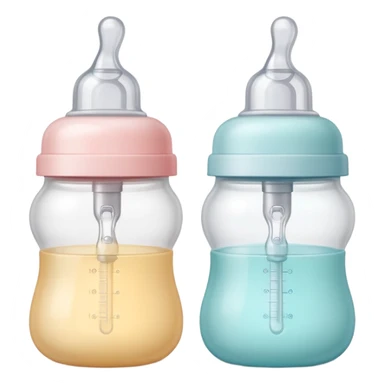 two baby bottle nipples, soft silicone, side by side, rounded bulbs, wide bases, pastel or neutral colors, smooth and slightly translucent, soft lighting, subtle shadows, no bottle or packaging sticker