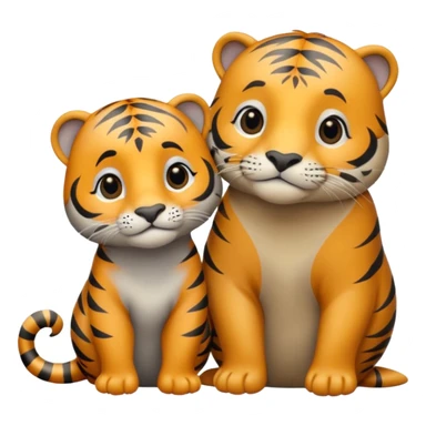 tiger and a little grey sea lion in love sticker