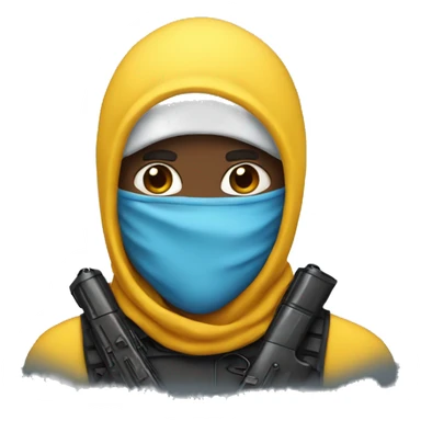 Guy wearing a balaclava with a water gun sticker