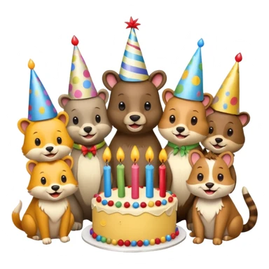 des animaux fêtent un anniversaire sticker
