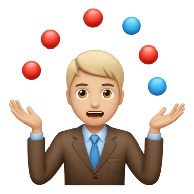 an emoji that depicts a product manager juggling work with panic, can you make it more gender neutral  sticker