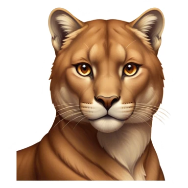Cinematic Noble Cougar Portrait Emoji, Poised and regal, with a lithe, muscular build and a sleek, tawny Fur with subtle dark accents, deep-set soulful amber eyes, Simplified yet sharp and sophisticated features, highly detailed, glowing with a warm, dignified glow, high shine, intelligent and stealthy, stylized with an air of wild elegance, focused and attentive, soft glowing outline, capturing the essence of a watchful and confident predator, so majestic it feels as though it could silently pounce out of the screen with effortless authority! sticker