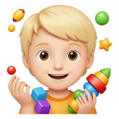 Happy kid playing with toys sticker