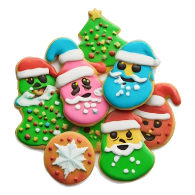 Colorful frosted Christmas cookies on a round plate sticker