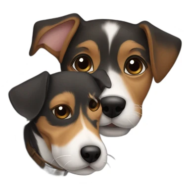 Black tabby cat hugging brown Jack Russell dog hugging sticker