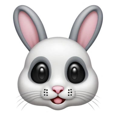 emoji d'une tête de lapin squelette noire qui dit bonjour de la main sticker