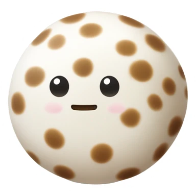 with white and brown spotted mochi and

 sticker
