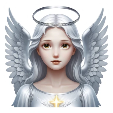 Cinematic Angel, Ultra realistic 32k HD, hauntingly beautiful, Balanced features, highly detailed, glowing with silver light, high shine, remembrance, a painting of white silver, fanciful, enchanting, ghostly. The image is so lifelike it feels as though it could leap off the canvas at any moment sticker