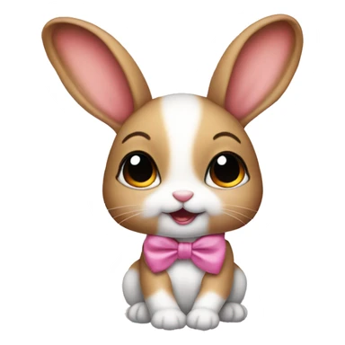 Baby bunny with coquette bow on ear sticker